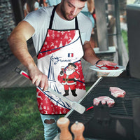 France Christmas Apron with Santa Wine Glass Eiffel Tower and Holiday Icons Design - Wonder Print Shop