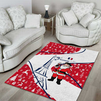France Christmas Area Rug with Santa Wine Glass Eiffel Tower and Holiday Icons Design - Wonder Print Shop