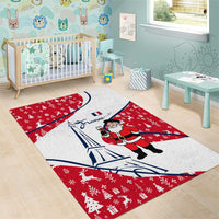 France Christmas Area Rug with Santa Wine Glass Eiffel Tower and Holiday Icons Design - Wonder Print Shop