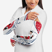 France Christmas Arm Sleeves with Santa Wine Glass Eiffel Tower and Holiday Icons Design - Wonder Print Shop