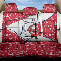 France Christmas Back Car Seat Cover with Santa Wine Glass Eiffel Tower and Holiday Icons Design - Wonder Print Shop