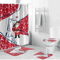 France Christmas Bathroom Set with Santa Wine Glass Eiffel Tower and Holiday Icons Design - Wonder Print Shop