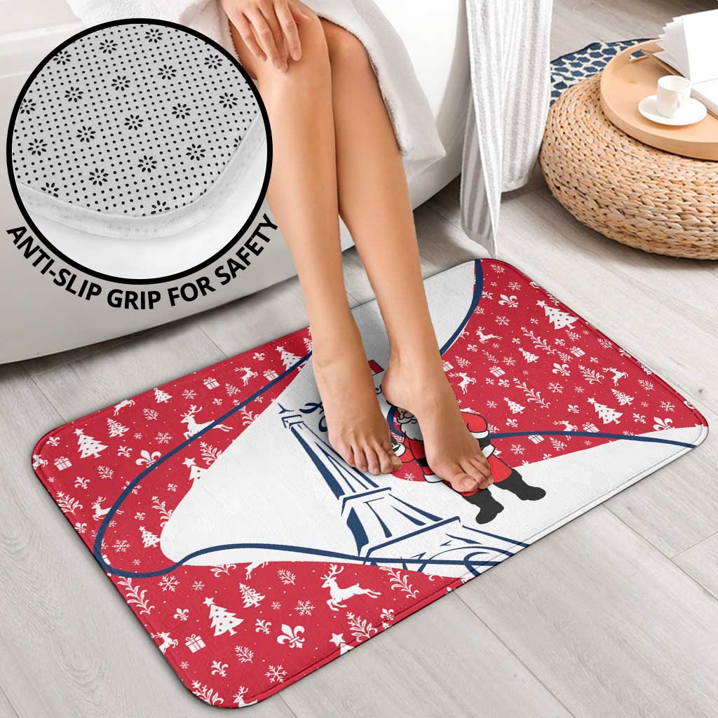 France Christmas Bathroom Set with Santa Wine Glass Eiffel Tower and Holiday Icons Design - Wonder Print Shop