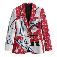 France Christmas Blazer with Santa Wine Glass Eiffel Tower and Holiday Icons Design - Wonder Print Shop