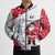 France Christmas Bomber Puffer Jacket with Santa Wine Glass Eiffel Tower and Holiday Icons Design - Wonder Print Shop
