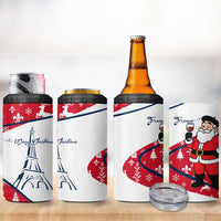 France Christmas 4 in 1 Can Cooler Tumbler with Santa Wine Glass Eiffel Tower and Holiday Icons Design - Wonder Print Shop
