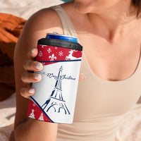 France Christmas 4 in 1 Can Cooler Tumbler with Santa Wine Glass Eiffel Tower and Holiday Icons Design - Wonder Print Shop