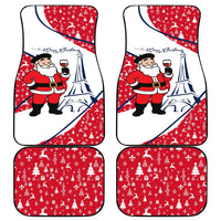 France Christmas Car Mats with Santa Wine Glass Eiffel Tower and Holiday Icons Design - Wonder Print Shop