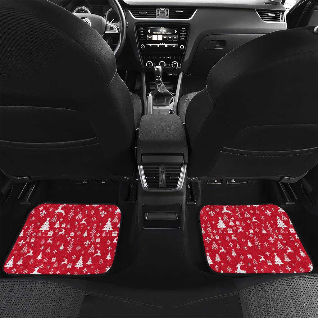 France Christmas Car Mats with Santa Wine Glass Eiffel Tower and Holiday Icons Design - Wonder Print Shop