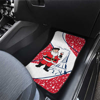 France Christmas Car Mats with Santa Wine Glass Eiffel Tower and Holiday Icons Design - Wonder Print Shop
