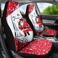 France Christmas Car Seat Cover with Santa Wine Glass Eiffel Tower and Holiday Icons Design - Wonder Print Shop