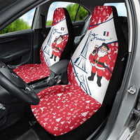 France Christmas Car Seat Cover with Santa Wine Glass Eiffel Tower and Holiday Icons Design - Wonder Print Shop
