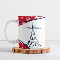 France Christmas Ceramic Mug with Santa Wine Glass Eiffel Tower and Holiday Icons Design - Wonder Print Shop