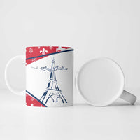 France Christmas Ceramic Mug with Santa Wine Glass Eiffel Tower and Holiday Icons Design - Wonder Print Shop