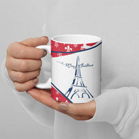 France Christmas Ceramic Mug with Santa Wine Glass Eiffel Tower and Holiday Icons Design - Wonder Print Shop