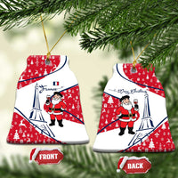 France Christmas Ceramic Ornament with Santa Wine Glass Eiffel Tower and Holiday Icons Design - Wonder Print Shop