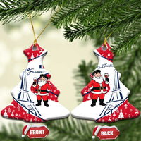 France Christmas Ceramic Ornament with Santa Wine Glass Eiffel Tower and Holiday Icons Design - Wonder Print Shop