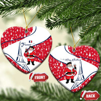 France Christmas Ceramic Ornament with Santa Wine Glass Eiffel Tower and Holiday Icons Design - Wonder Print Shop
