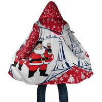 France Christmas Cloak with Santa Wine Glass Eiffel Tower and Holiday Icons Design - Wonder Print Shop