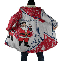 France Christmas Cloak with Santa Wine Glass Eiffel Tower and Holiday Icons Design - Wonder Print Shop