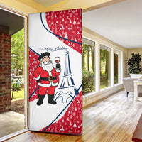 France Christmas Door Cover with Santa Wine Glass Eiffel Tower and Holiday Icons Design - Wonder Print Shop