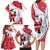 France Christmas Family Matching Long Sleeve Bodycon Dress and Hawaiian Shirt with Santa Wine Glass Eiffel Tower and Holiday Icons Design - Wonder Print Shop