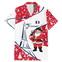 France Christmas Family Matching Mermaid Dress and Hawaiian Shirt with Santa Wine Glass Eiffel Tower and Holiday Icons Design - Wonder Print Shop