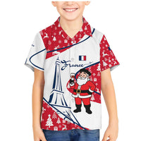 France Christmas Family Matching Mermaid Dress and Hawaiian Shirt with Santa Wine Glass Eiffel Tower and Holiday Icons Design - Wonder Print Shop