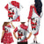 France Christmas Family Matching Off The Shoulder Long Sleeve Dress and Hawaiian Shirt with Santa Wine Glass Eiffel Tower and Holiday Icons Design - Wonder Print Shop