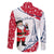 France Christmas Family Matching Off The Shoulder Long Sleeve Dress and Hawaiian Shirt with Santa Wine Glass Eiffel Tower and Holiday Icons Design - Wonder Print Shop