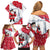 France Christmas Family Matching Off Shoulder Short Dress and Hawaiian Shirt with Santa Wine Glass Eiffel Tower and Holiday Icons Design - Wonder Print Shop