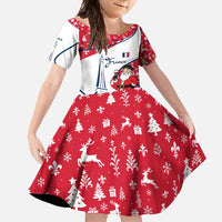 France Christmas Family Matching Summer Maxi Dress and Hawaiian Shirt with Santa Wine Glass Eiffel Tower and Holiday Icons Design - Wonder Print Shop