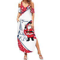 France Christmas Family Matching Summer Maxi Dress and Hawaiian Shirt with Santa Wine Glass Eiffel Tower and Holiday Icons Design - Wonder Print Shop