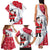 France Christmas Family Matching Tank Maxi Dress and Hawaiian Shirt with Santa Wine Glass Eiffel Tower and Holiday Icons Design - Wonder Print Shop