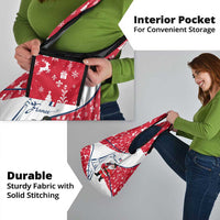 France Christmas Grocery Bag with Santa Wine Glass Eiffel Tower and Holiday Icons Design - Wonder Print Shop