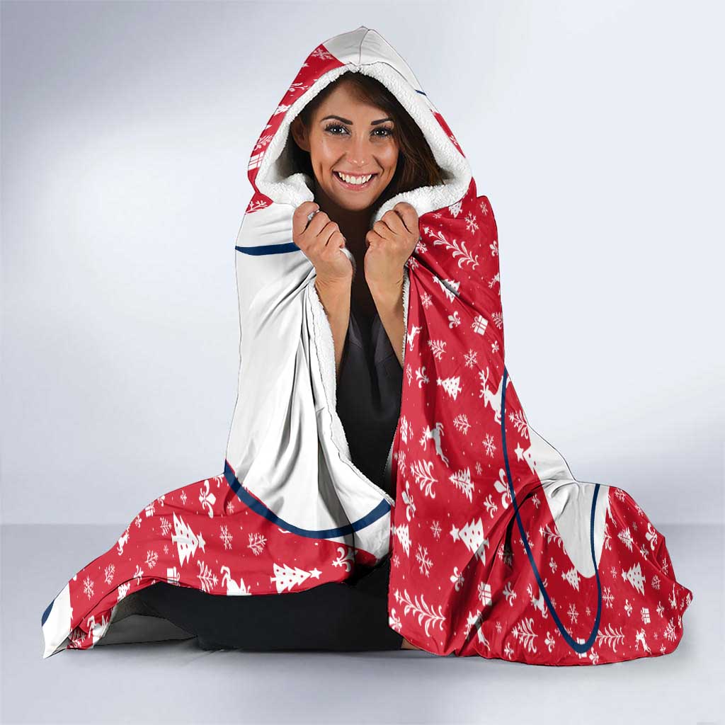 France Christmas Hooded Blanket with Santa Wine Glass Eiffel Tower and Holiday Icons Design - Wonder Print Shop