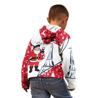 France Christmas Kid Hoodie with Santa Wine Glass Eiffel Tower and Holiday Icons Design - Wonder Print Shop