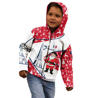 France Christmas Kid Hoodie with Santa Wine Glass Eiffel Tower and Holiday Icons Design - Wonder Print Shop