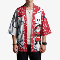 France Christmas Kimono with Santa Wine Glass Eiffel Tower and Holiday Icons Design - Wonder Print Shop