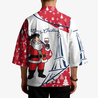 France Christmas Kimono with Santa Wine Glass Eiffel Tower and Holiday Icons Design - Wonder Print Shop