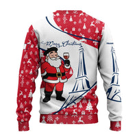 France Christmas Ugly Christmas Sweater with Santa Wine Glass Eiffel Tower and Holiday Icons Design - Wonder Print Shop