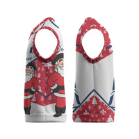 France Christmas Knitted V-Neck Vest with Santa Wine Glass Eiffel Tower and Holiday Icons Design - Wonder Print Shop
