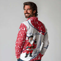 France Christmas Long Sleeve Polo Shirt with Santa Wine Glass Eiffel Tower and Holiday Icons Design - Wonder Print Shop