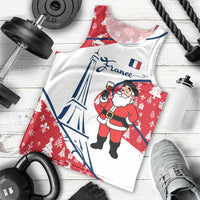 France Christmas Men Tank Top with Santa Wine Glass Eiffel Tower and Holiday Icons Design - Wonder Print Shop