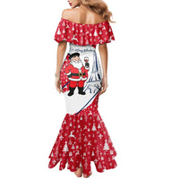 France Christmas Mermaid Dress with Santa Wine Glass Eiffel Tower and Holiday Icons Design - Wonder Print Shop