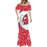 France Christmas Mermaid Dress with Santa Wine Glass Eiffel Tower and Holiday Icons Design - Wonder Print Shop