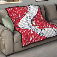 France Christmas Quilt with Santa Wine Glass Eiffel Tower and Holiday Icons Design - Wonder Print Shop