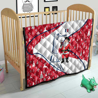 France Christmas Quilt with Santa Wine Glass Eiffel Tower and Holiday Icons Design - Wonder Print Shop
