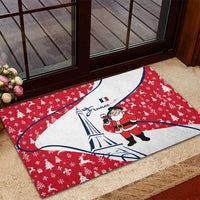France Christmas Rubber Doormat with Santa Wine Glass Eiffel Tower and Holiday Icons Design - Wonder Print Shop