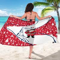 France Christmas Sarong with Santa Wine Glass Eiffel Tower and Holiday Icons Design - Wonder Print Shop